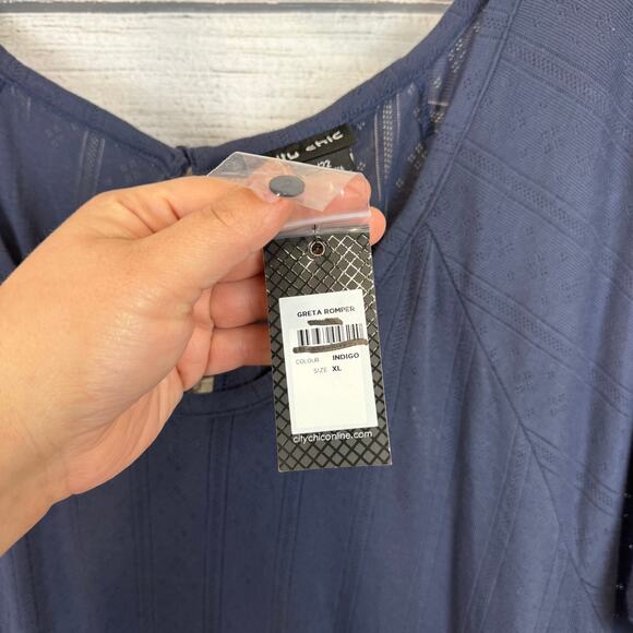 City Chic Plus Size Blue Greta Lounge Lightweight Romper Size 22 - Picture 7 of 8